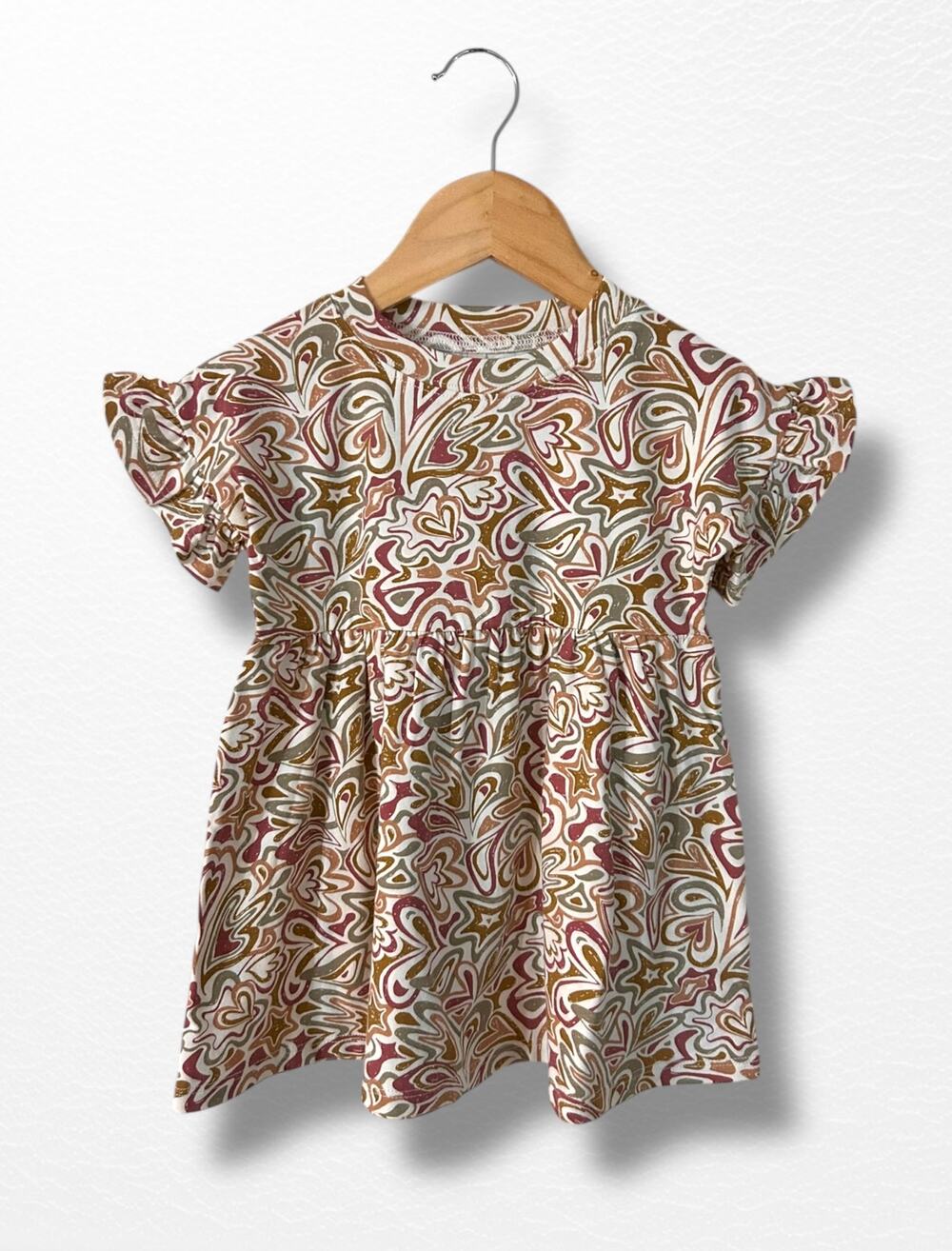 NWT Rylee + Cru Retro Hearts Babydoll Dress, 18-24 Months